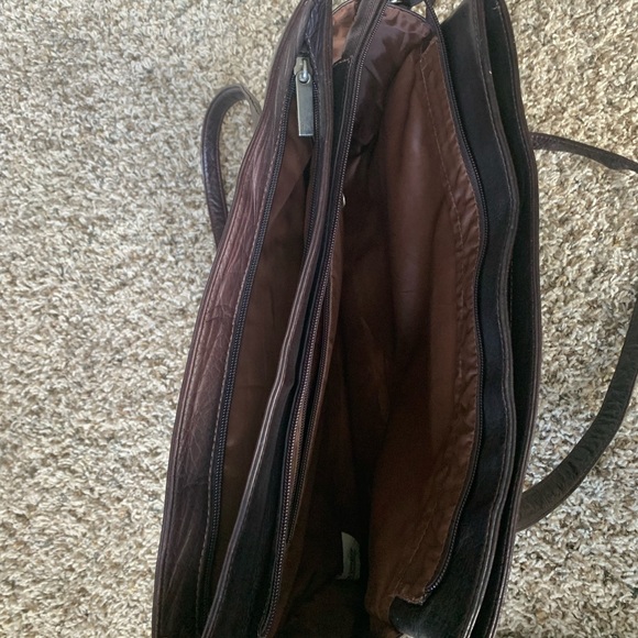 Chocolate Brown Leather Computer Tote. 3 compartments.. very spacious. - Picture 2 of 2
